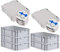 PROREGAL SuperSparSet 5x Eurobox NextGen Grip mit Scharnierdeckel und blauen Schiebeschnappverschlüssen, HxBxT 17x40x60cm, 34 L, Grau, Griffe geschlossen, Eurobehälter, Transportbox