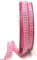 s.dekoda Schleifenband 50m x 10mm Pink - Weiß Karoband Vichykaro gewebtes Dekoband kariert
