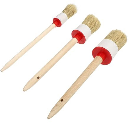 OSALADI Stiff Round Wax Brush Furniture waxing Brush Hair Brush Round Oil Duster for Cleaning Glue Paint Paint Tool Wooden Home Furniture Bristles Keyboard Brush 3pcs/Set