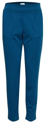 b.young BYRizetta Damen Hose Stoffhose Pants mit Stretch Kordelzug Bundfalten Eingrifftaschen Slim fit, Größe:XS, Farbe:Poseidon (194033)