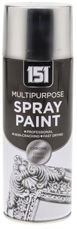 Inspired Essentials All Purpose Aerosol Spray Paint 400ml Quick Drying Spray, Fast Dry and Excellent Coverage for Metal, Wood, Plastic and More (1, Chrome - 151)
