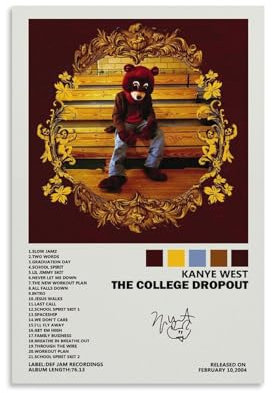 KrAtoz Kanye The College Dropout-Album-Cover, Wandkunst, Poster, Geschenk für Freunde, Schlafzimmer, Wohnzimmer, Dekoration, modern, ästhetisch, ungerahmt, 30 x 45 cm
