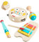 Fisher-Price Musik-Geschenkset für Kleinkinder mit Tierspielzeug-Instrumenten, 6 Holzteile für Kinder ab 2 Jahren, HXT90