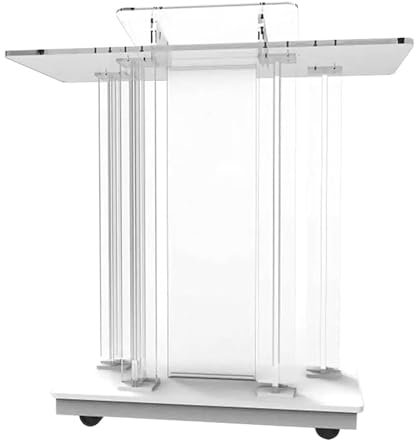 esmen Schräges Podium Acryl-Podiumsständer, bewegliches Podium mit Rollen, Sprechpodest, Empfangstheke für Kirchen, Konferenzen, Reden, Hochzeiten, Klassenzimmer Bodenstehendes Podium