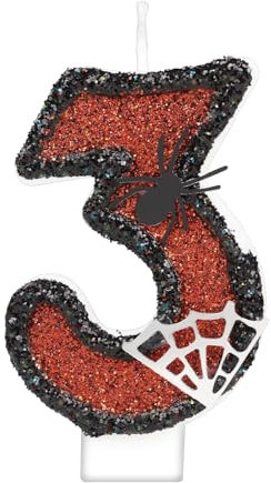 Yiran Geburtstagskerzen Zahlen 3, Spider Thema Kerzen Geburtstag, Schwarz Rot Silber Pailletten Personalisierte Kuchendeko, Tortendeko 3 Geburtstag für Kinder Jungen Mädchen Geburtstags Jubiläum
