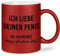 glitzertassen.de® | Ich liebe deinen Penis (Valentinstag) | Tasse mit Glitzer | Geschenkidee | Lustige Sprüche | Valentinstag | Kaffeebecher | Keramik | 330 ml | Rot