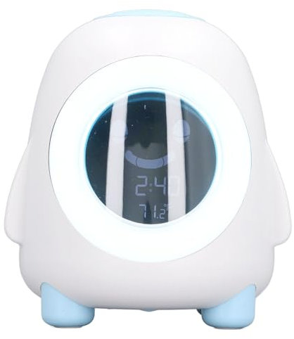 Wecker für Kinder, Cartoon-Pinguin-Digitaluhr mit Nachtlicht, Schlaftrainingsuhr für Kleinkinder Elektrischer Wecker mit Wake-Up-Funktion für Kinder Kleinkinder
