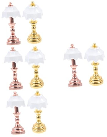 TOYANDONA 8 Pcs Dollhouse Table Lamp Dollhouse Accessories Mini Doll House Furniture Lampara De Escritorio Led Battery Desk Lamp Dollhouse Lights Battery Operated Floor Ob11 Iron Delicate