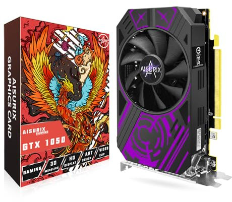 AISURIX GTX 1050 Ti 4G Graphics Card, 128 Bit GDDR5 PCI Express 3.0 Graphics Card, DVI VGA HDMI Low Profile Graphics Card with Twin Freeze Fans (GTX 1050 ti)