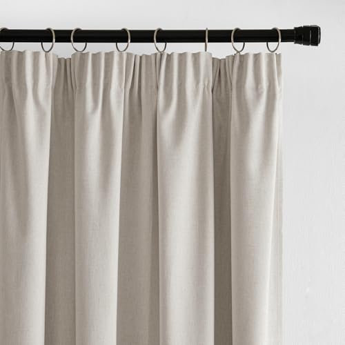 MIULEE 100% Blickdichte Vorhänge mit Kräuselband Leinenoptik, Verdunkelungsvorhang Gardinen Thermovorhang Kälteschutz Fenster Wohnzimmer Modern Schlafzimmer Balkontür, 2er Set,140X245CM, Natur Beige
