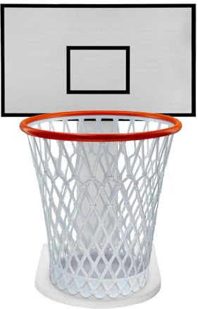 MORNING SUN Basketball Trash Can, Wooden Wastebasket with Basketball Hoop, 4.5 Gallon Capacity, White, Perfect for Home Office