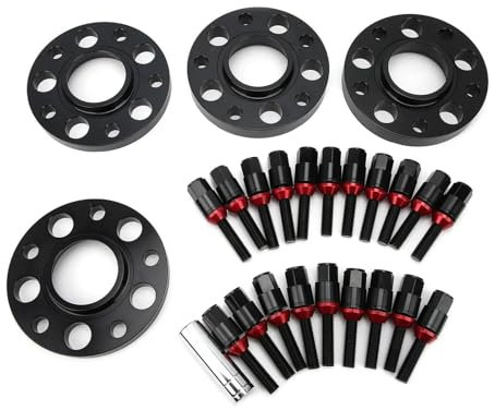 Spurverbreiterungen Für Mercedes Für Benz W202 W203 W208 W210 W116 R107 R170 2PCS 15 MM + 2PCS 20 MM Spurverbreiterungen PCD 5x112 66,6mm Distanzscheiben (Color : Schwarz)