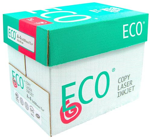 Campus - ECO Papier A4 75g, 2500 Blatt ECO-Mehrzweckpapier für Tintenstrahldrucker, Laser und Fotokopierer, ideal für Büro, Haushalt und Schule (75g, 2500 Blatt)
