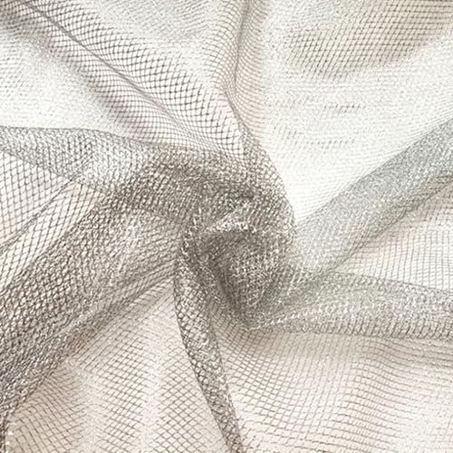 Wambere 1 Yard x 160cm Netztüll Stoffe Netzgewebe Tüllstoff Bekleidungsstoff Dekostoff Tüll Mesh Stoffe Netzstoff für DIY Nähen Basteln Geschenkpaket Hochzeitskleid Schleier Kopfbedeckung,Silber