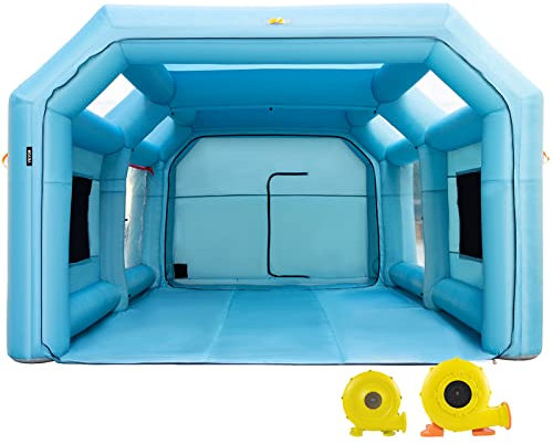 VEVOR Cabine de Peinture Gonflable 8,5x4,6x3 m, Tente Pulvérisation Gonflable pour Voiture, avec Système de Filtration 2 Souffleurs, en Oxford, Station de Travail de Peinture Automobile, Garage