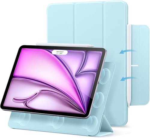 ESR Funda para iPad Air 13 2025/2024 y iPad Pro 12.9 (2022/2021/2020), Funda Bloqueo Magnético, Funda Slim Tríptica, Compatible Pencil Pro/USB-C, Auto Encendido/Apagado, Protección Duradera Azul Claro