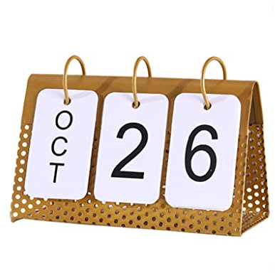 GZDZ Metall Tischkalender Wendekalender Hohlgeschnitztes Design Stehender Tischkalender Wochenplaner Planer (B)