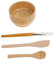 Mikinona 1set Wooden Bowl Facial Mixing Kit Applicator Tools for Skin Care Natural Mixing Bowl Spatula and Brush