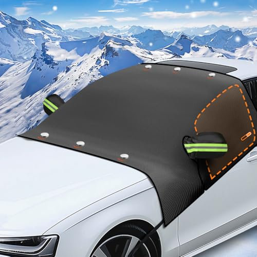 iZoeL Windschutzscheiben Auto Winter Frontscheibe mit Magnet Sonnenblende,große magnetische Auto Abdeckung Wasserdicht Scheibenabdeckung schützt vor Wind, Schnee, Staub, Frost, Sonne– 225 x 164 cm