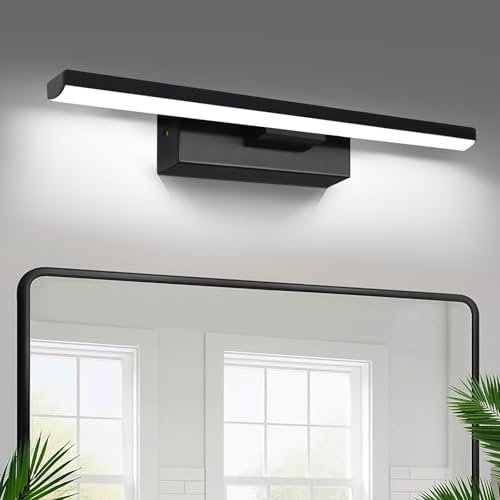 SERBASIC LED Spiegelleuchte Badwand 330°Drehbar Lampe Badezimmer,40cm 8W 800LM Badezimmer Lampe Kühles Weiß Licht Wand Lampen für bad,Spiegellampen,Schminktisch Beleuchtung Schwarz
