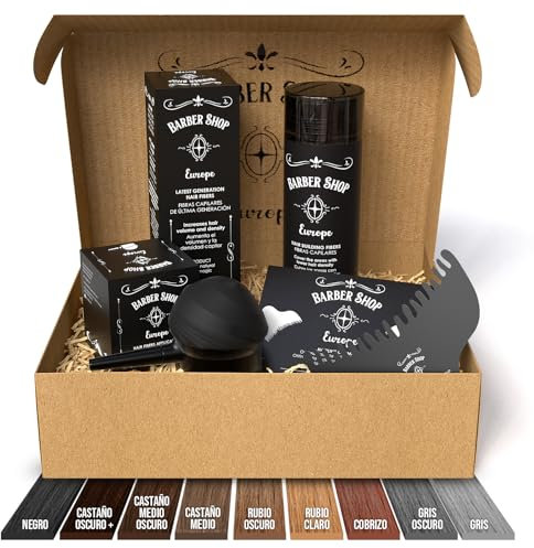 KIT X3 Fibras Capilares Castaño Medio Oscuro - Contiene - Fibra Capilar Hombre Mujer - Aplicador Fibras Capilares y Optimizador - Hair Fibers - Microfibras Capilares para Disimular Calvicie