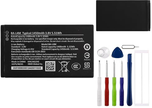 E-yiiviil Ersatzakku BA-L4M Batterien Kompatibel mit Nokia 220 4G 235 4G 3210 4G 1450mAh/3.8V with Tools