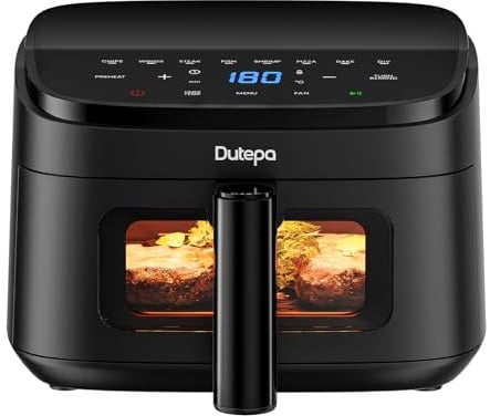 Air Fryer 8-in-1, 4.6L Air Fryer with DC Motor, Space-Saving Pizza Fryer Oven, Fast & Crispy Cooking, Adjustable Fan Speed, 95% Less Oil for Healthy Family Meals, Dishwasher‑Safe