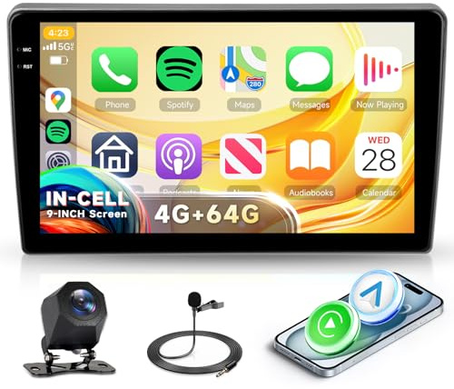 4G+64G Rimoody Autoradio Android pour Peugeot 407 2004-2011 9'' Écran Tactile in-Cell Stereo Auto avec Carplay sans Fil Android Auto Mirror Link GPS Navi Bluetooth WiFi FM/RDS/EQ SWC Caméra Recul