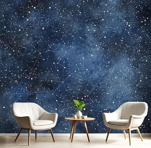 ANALTIRCE Photo Wallpaper Constellations Galaxies 3D Effect Non-Woven Wall Mural Decoration Stripes Starry Sky Universe Poster Picture Design 100×70cm Murals Wall Art for Living Room Bedroom Kitchen