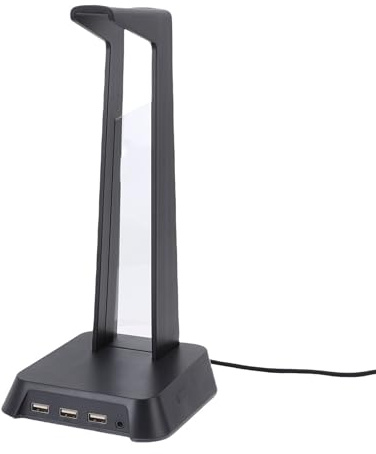 Asixxsix Gaming -Headset -Stand mit RGB -Beleuchtung, 3 USB 2.0 -Anschlüssen und Soundschnittstelle mit Robustem Metallgewicht für Gaming -Setup -Desk -Zubehör -Kopfhörerhalter (Black)