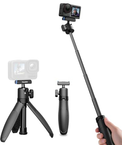 Mini-Selfie-Stick-Stativ, magnetischer Schnellverschluss-Selfie-Stick-Griff, tragbares Vlog-Einbeinstativ, 360° verstellbare verlängerte Stange für DJI Osmo Action 5 Pro/4/3 Kamerazubehör