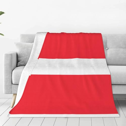 WBQLSL Ultraweiche Flanelldecke mit Österreichischer Flagge, geeignet für Doppelbetten, Sofas, Camping und als Geschenk, 101,6 x 76,2 cm