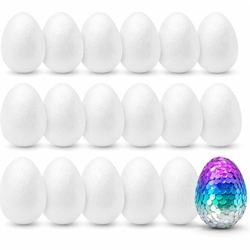 50x Styroporeier 6 cm – Eier aus Styropor – Plastikeier zum Bemalen – Ostereier aus Kunststoff, Kunststoffeier, zum Basteln – Eier als Deko Dekoration an Ostern (50)