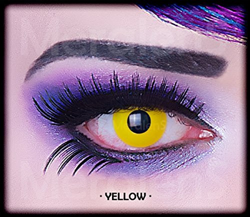 Fasching Farbige gelbe Kontaktlinsen mit Stärke -3,50 crazy Kontaktlinsen crazy contact lenses Yellow gelb 1 Paar. Mit Linsenbehälter! perfekt zu Halloween