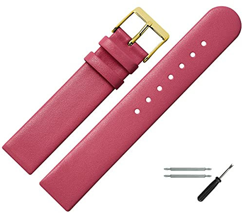 MARBURGER Uhrenarmband 14mm Leder Pink Gold - Montage Set 7611444000220