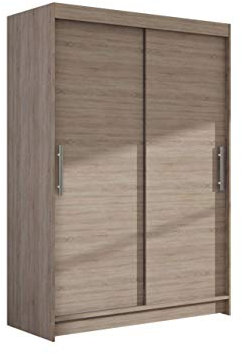 Mirjan24 Kleiderschrank Miami I, Modernes Schlafzimmerschrank mit Kleiderstange und Einlegeböden, Schiebetürenschrank, Garderobenschrank (Trüffel)