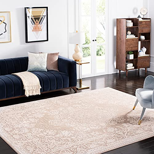 SAFAVIEH Zeitgenössische Teppich für Wohnzimmer, Esszimmer, Schlafzimmer - Reflection Collection, Kurzer Flor, Beige und Creme, 240 X 300 cm