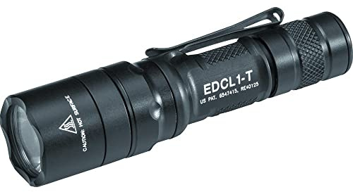 Surefire Handhelds/Everyday Carry Light Edcl 1, Negro | Everyday Carry 1 linterna LED de haz híbrido con tapa trasera táctica de doble etapa, anodizado duro IPX7 negro