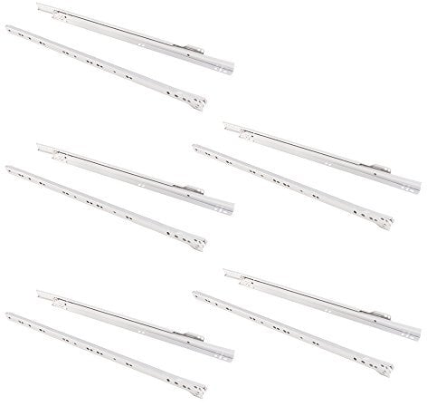 Emuca - Schubladenführungen mit Rollen und Teilauszug, Weiß lackiert, 550 mm, 5 Stück