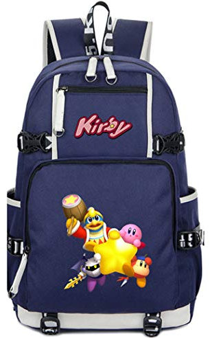WANHONGYUE Kirby Spiel Backpack Schüler Schultasche Laptop Rucksäcke Freizeittasche Daypack Blau-2