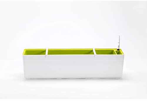 Plastia - Macetero (80 cm), Color Blanco y Verde