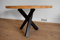 KTC Tec Tischgestell Stahl schwarz matt Struktur Tres Couchtisch Beistelltisch Dreibein Tischkufen Modern massiv Design Tisch einteilig Kreuzgestell (Holztisch)