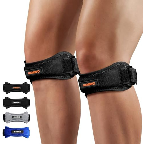 CAMBIVO 2 x Patellasehnenbandage, Knee Support, Patella Kniebandage, Verstellbare Bandage Knie für Damen und Männer beim Sport, Wandern, Fitness, Baseball, Volleyball