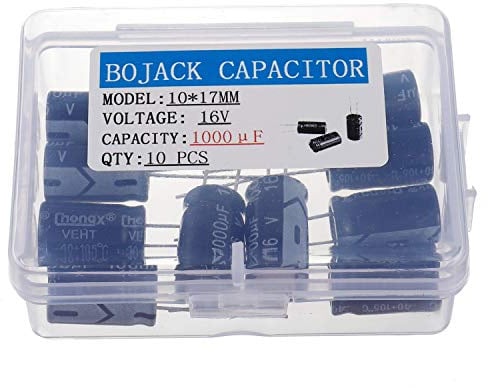 BOJACK 1000uF 16V 10x17mm Kondensatoren 1000 MFD 16 Volt 0.39x0.67 Zoll ± 20% Aluminium Elektrolyt kondensatoren (Packung mit 10 Stück)
