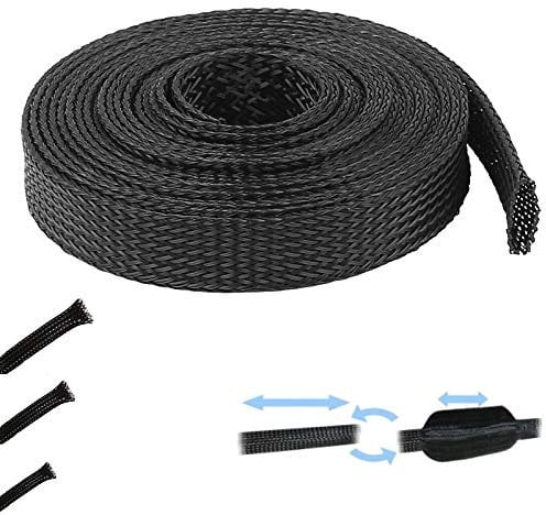 1M GUAINA TRECCIATA ESPANDIBILE POLIESTERE AVVOLGERE CAVO FILO ELETTRICO ELASTICA ESTENSIBILE 3MM 5MM 8MM 12MM 18MM 30MM 50MM (3mm > 6mm)