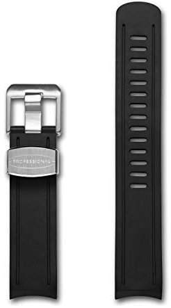 CRAFTER BLUE CB02 20mm Uhrenarmband mit Rundanstoß Gummiband Ersatz für Seiko Sumo SPB101J1,SPB125J1, SPB103J1, SBDC001, SBDC003, SBDC031, SBDC033, SBDC057, SBDC069 etc. - Schwarz