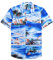 siliteelon Mens Hawaiian Shirt Blue Funky Flower Beach Casual Short Sleeve Summer Shirts,XL