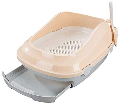Cajas de Arena para Gatos Bandeja semicerrada Grande con Cuchara Bandeja de Arena para Gatos de Doble Capa Inodoro antisalpicaduras