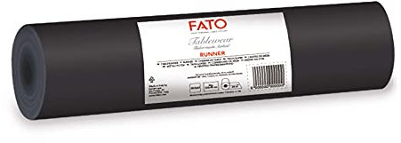 Fato - Runner da Tavola, Effetto Tessuto, Dimensione 0.4x24 m, Pretagliato ogni 1.20 m, Confezione da 20 Runner, Carta a secco, Airliad, Alta Qualità, Colore Nero