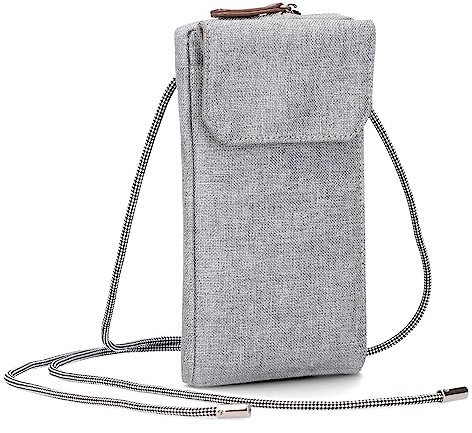 Zwei Handytasche zum Umhängen Olli OP30 Smartphone-Etui 19 x 11 cm, Kleingeldfach + 4 Kartensteckfächer, umlaufender Reißverschluss, längenverstellbarer Riemen, Robustes Material (Ice)